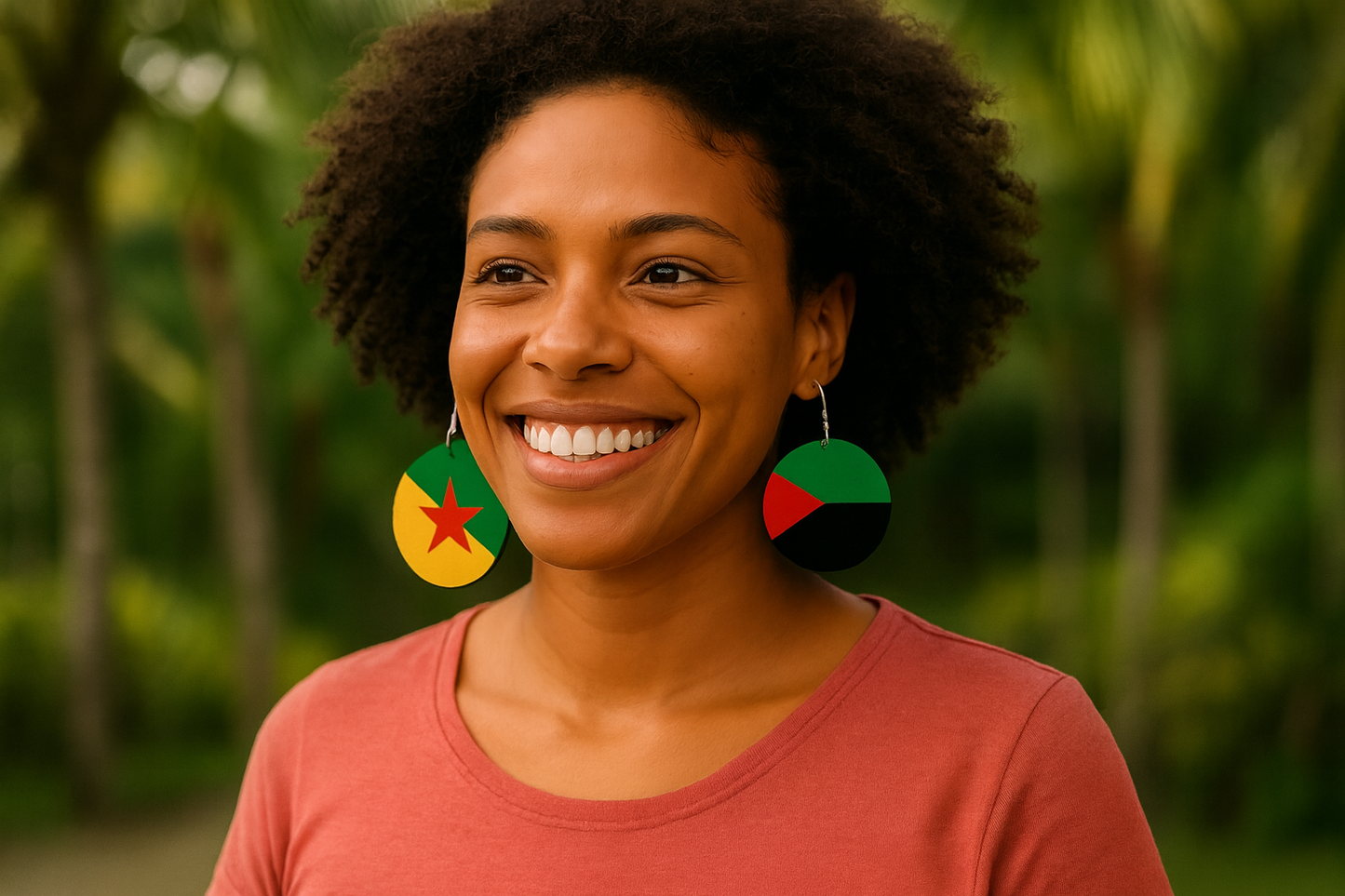 Boucles d'Oreille Drapeaux Antillais - Guyane Martinique