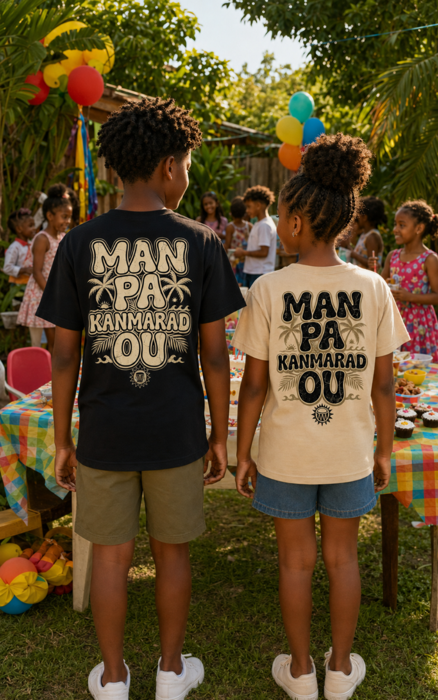 T shirt "Man pa Kanmarad ou" enfant