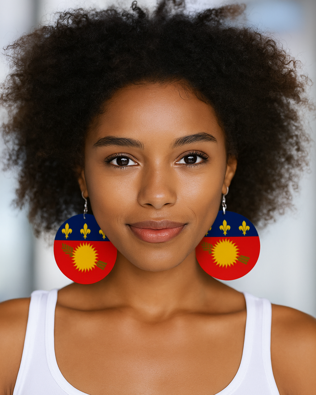 Boucles d'Oreille Drapeaux Antillais - Guyane Martinique