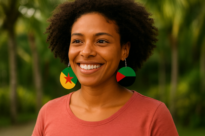 Boucles d'Oreille Drapeaux Antillais - Guyane Martinique